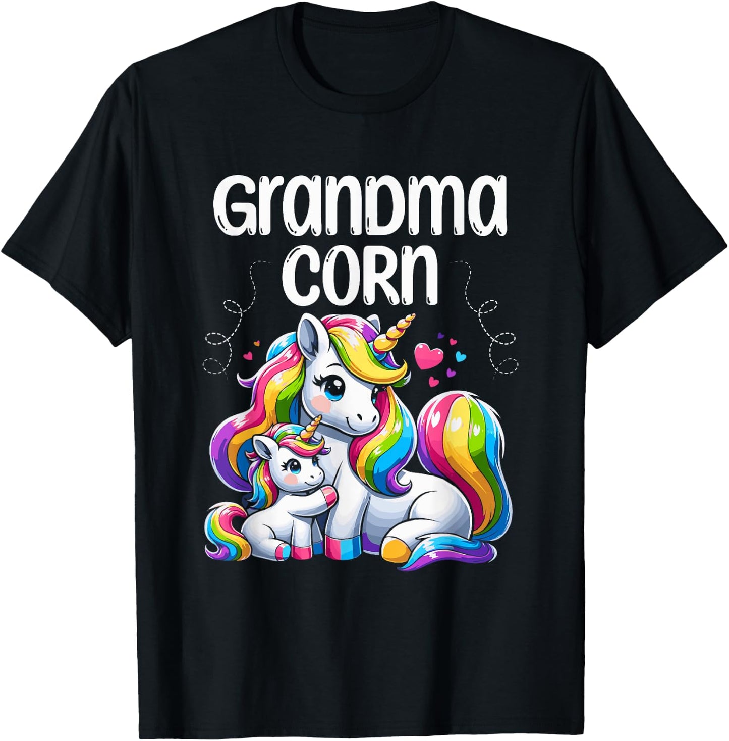 Grandma Corn Unicorn Mythical Creature Unicorns Grandmother T-Shirt - T-Shirt | Black