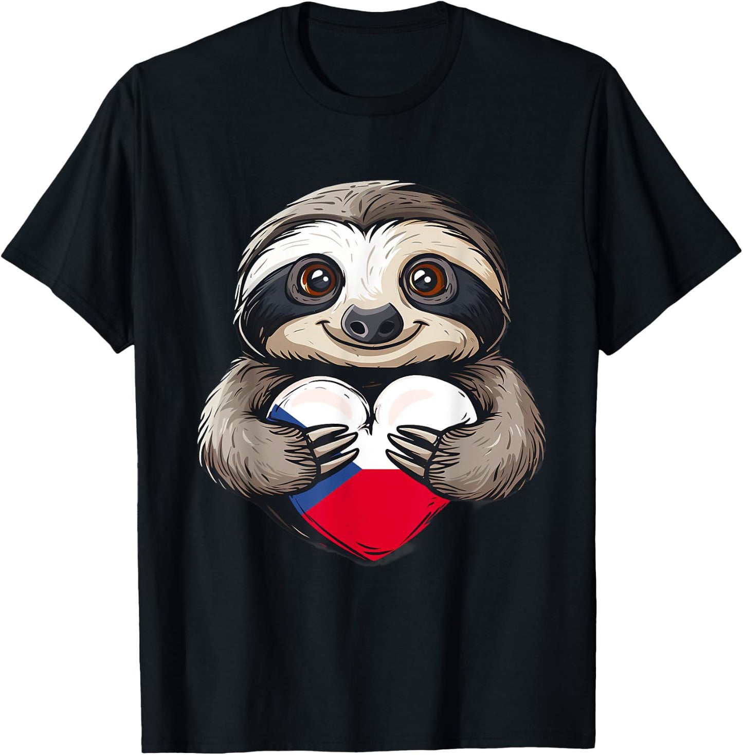 Czech Republic Sloth Czech Flag Czech Heart Pride Ceska T-Shirt - T-Shirt | Black