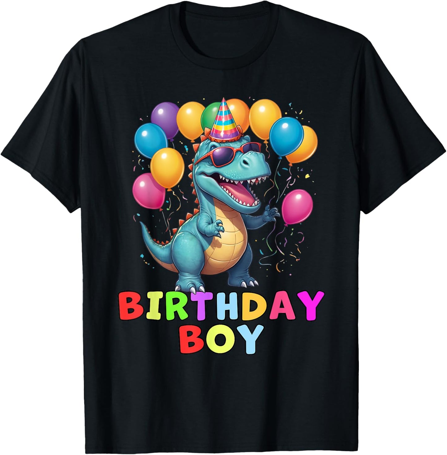 Dinosaur Birthday Boy Birthday Party T-Shirt - T-Shirt | Black