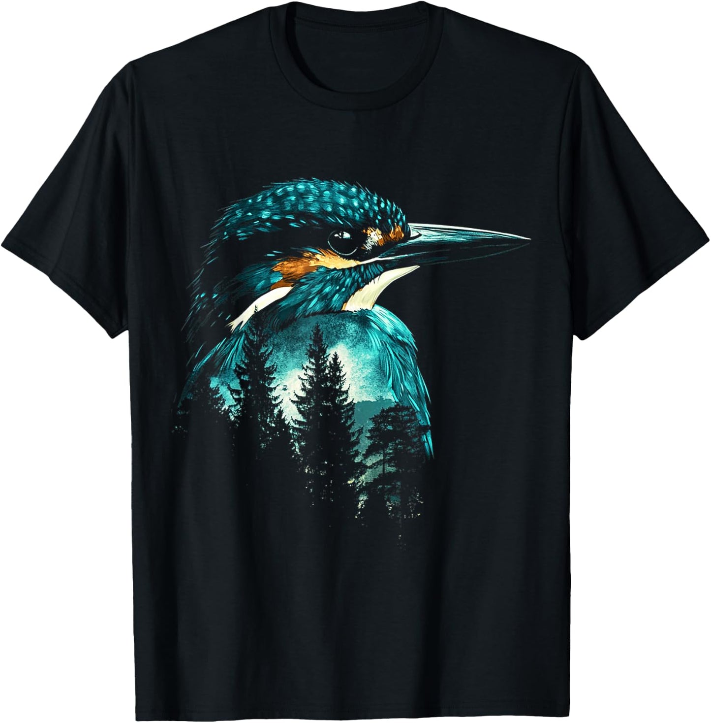 Kingfisher Bird Animal Art Headphones Kingfisher , black, S T-Shirt - T-Shirt | Black