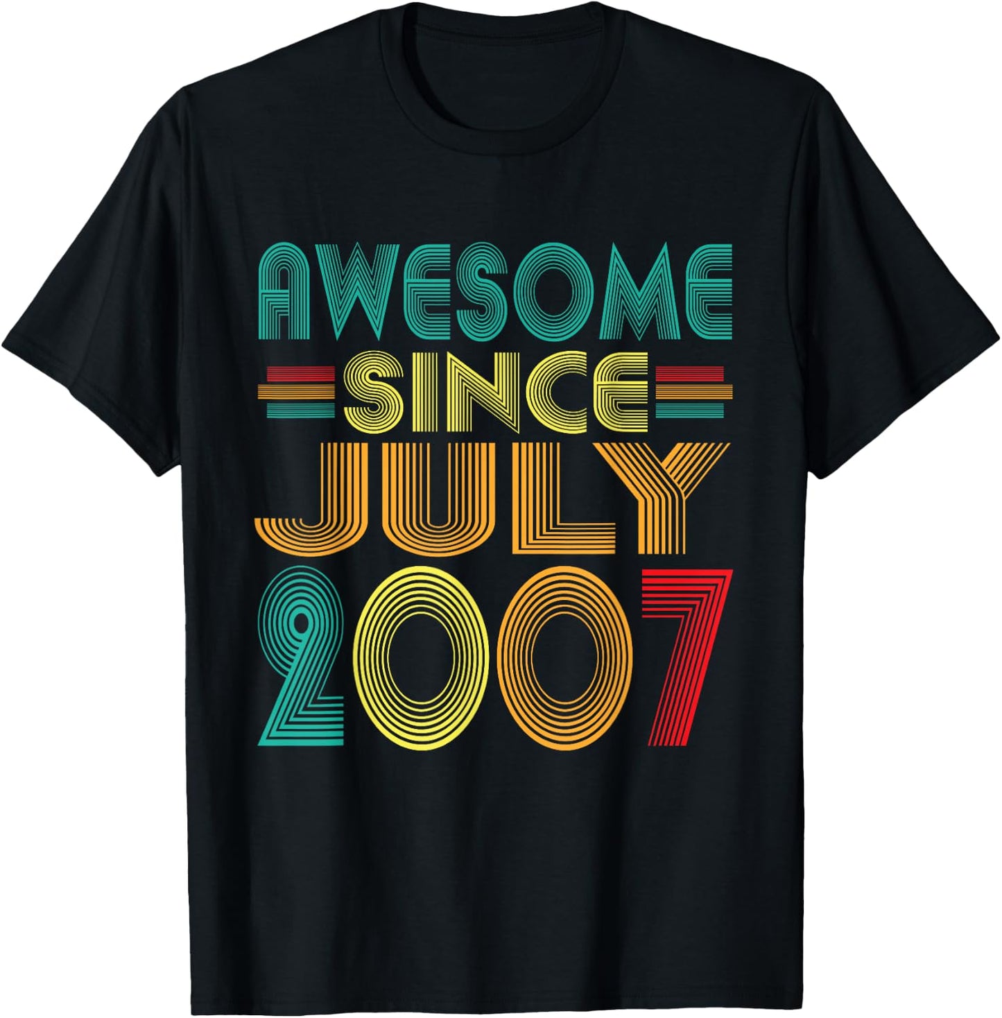 Awesome Since July 2007 Years 19th Bday Funny Vintage T-Shirt - T-Shirt | Black