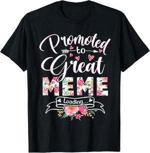 Promoted to Great Meme Est 2022 Floral First Time Grandma T-Shirt - T-Shirt | Black