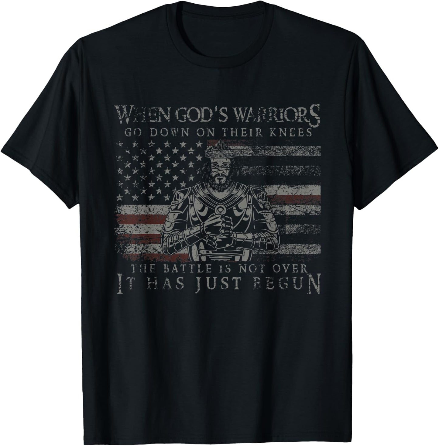 The Battle Is Not Over It Had Just Begun USA Flag Prayer Women Men T-Shirt - T-Shirt | Black