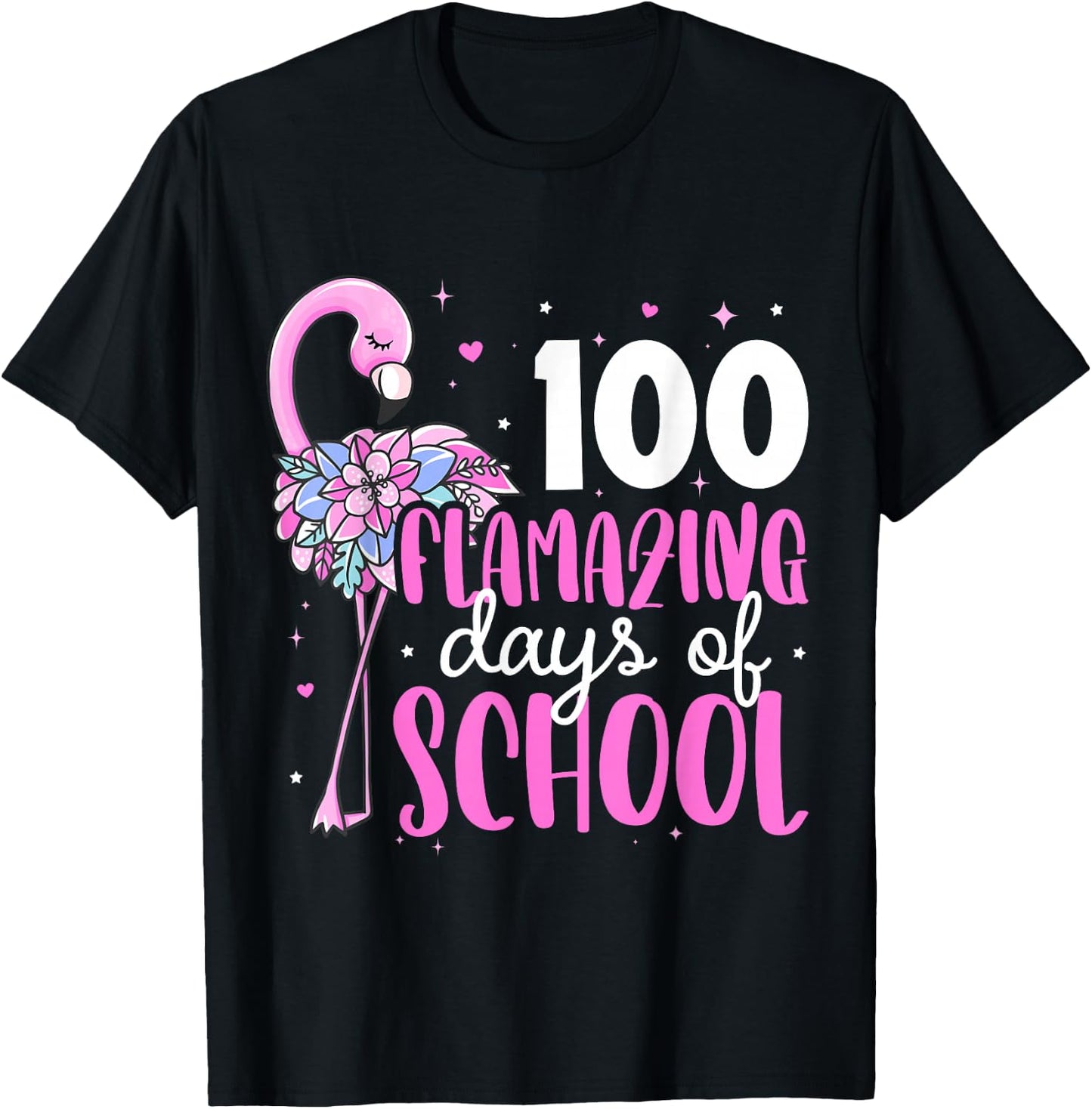 100 Flamazing Days of School Flamingo 100th Day of School T-Shirt - T-Shirt | Black
