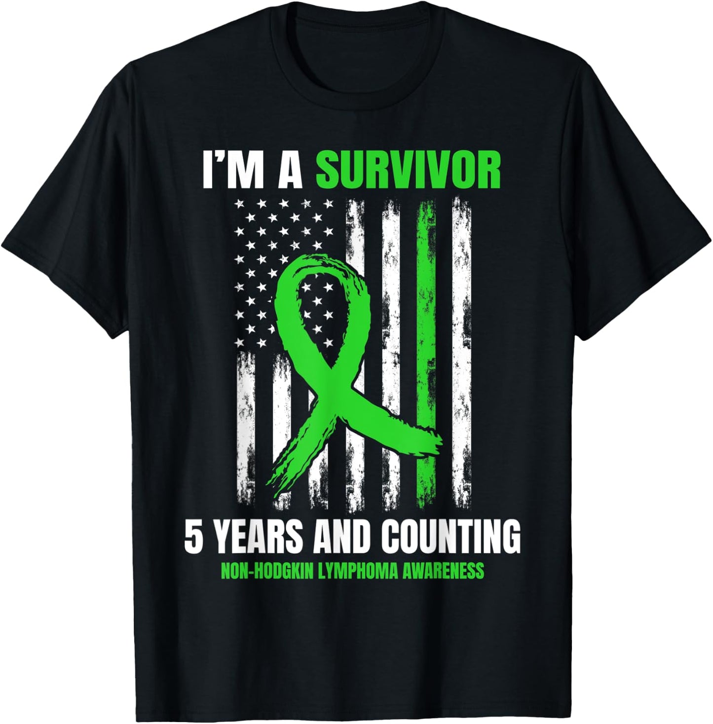 5 Year Cancer Free Non Hodgkins Lymphoma Survivor USA Flag Kids Men T-Shirt - T-Shirt | Black