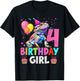 4th Birthday Girl Bearded Dragon 4 Years Old Bday Party T-Shirt - T-Shirt | Black