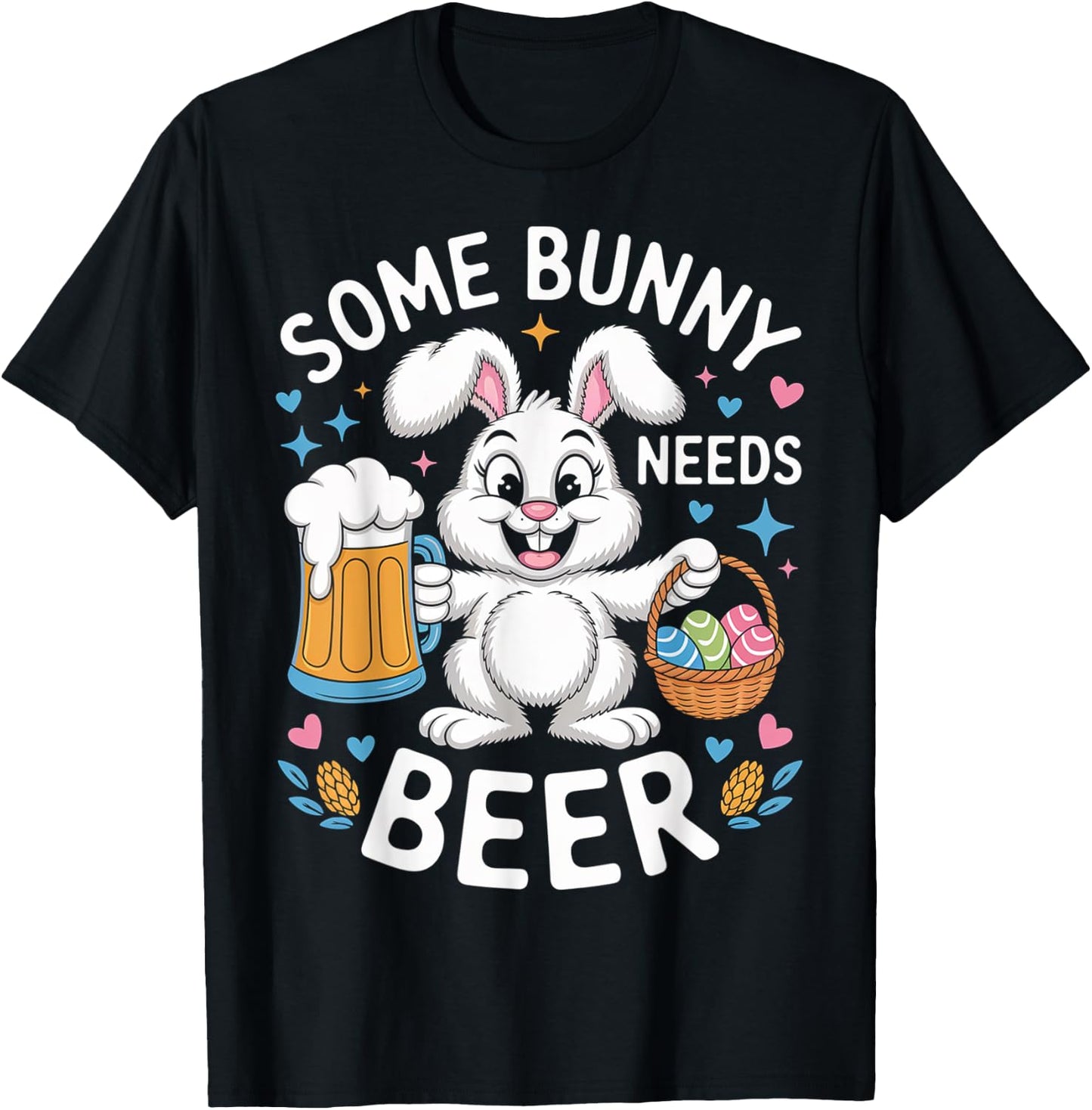 Easter Some Bunny Needs Beer Funny Bunny Easter Day T-Shirt - T-Shirt | Black