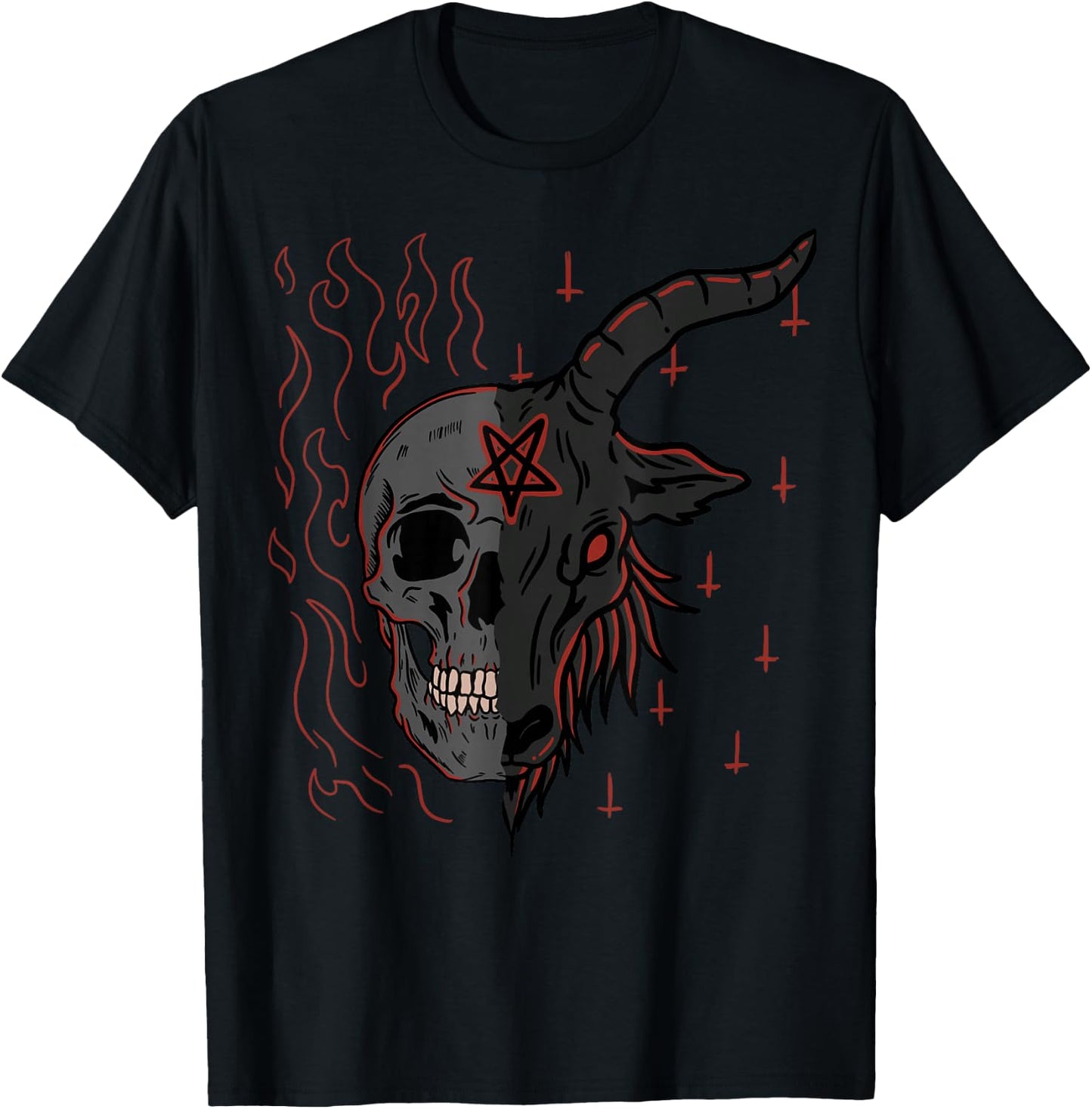 Baphomet Gothic Occult Emo Goats T-Shirt - T-Shirt | Black