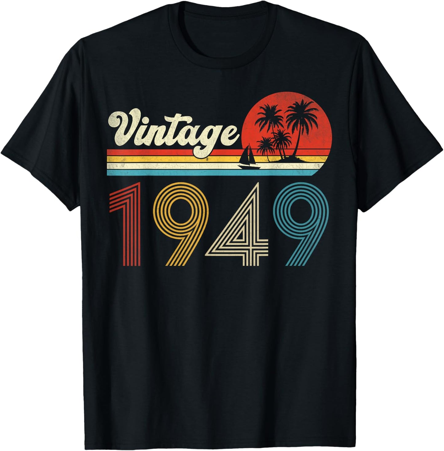 Vintage 1949 75th Birthday Gifts Women 75 Years Old T-Shirt - T-Shirt | Black