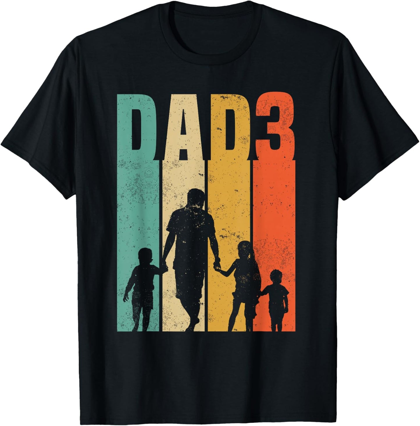 Dad hoch 3 - Vater 3 Kinder Dreifach Papa T-Shirt - T-Shirt | Black