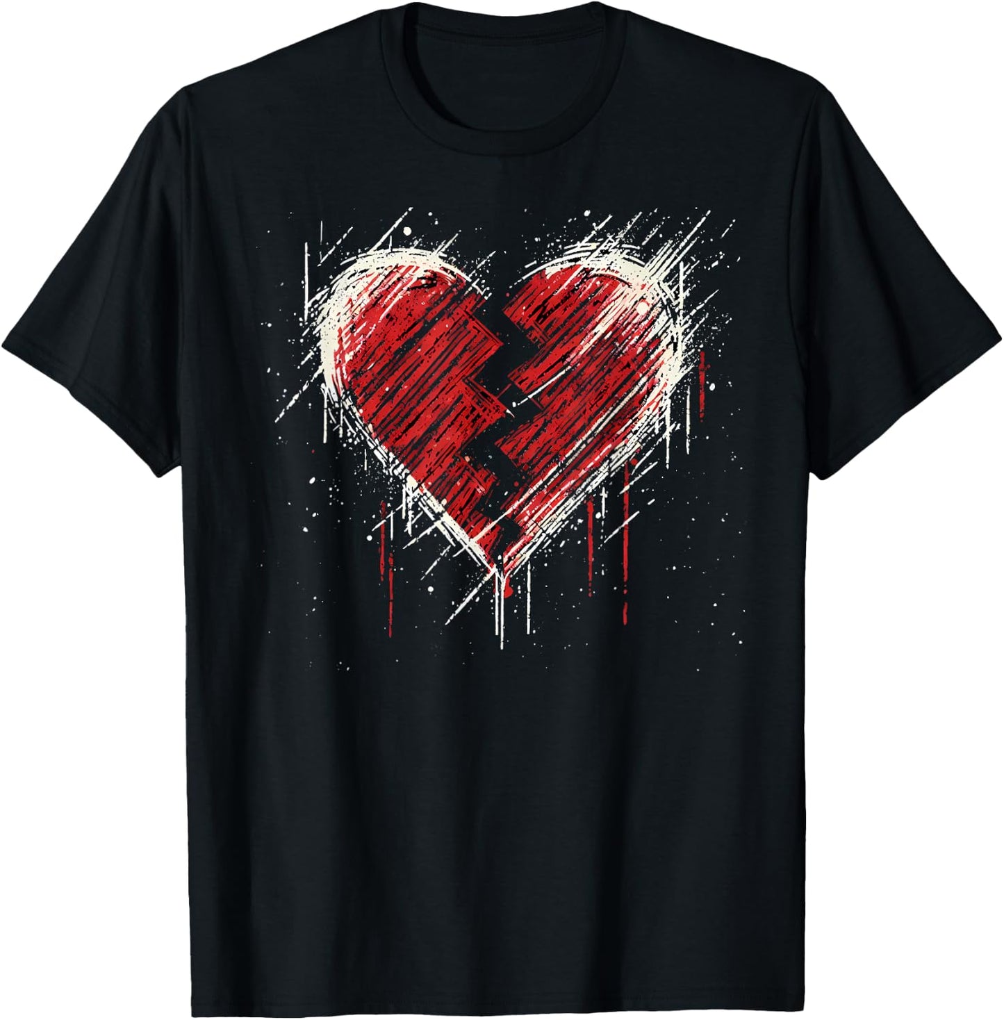 Broken Heart. Alternative Grunge Goth Rock Emo Valentine , Black, S T-Shirt - T-Shirt | Black