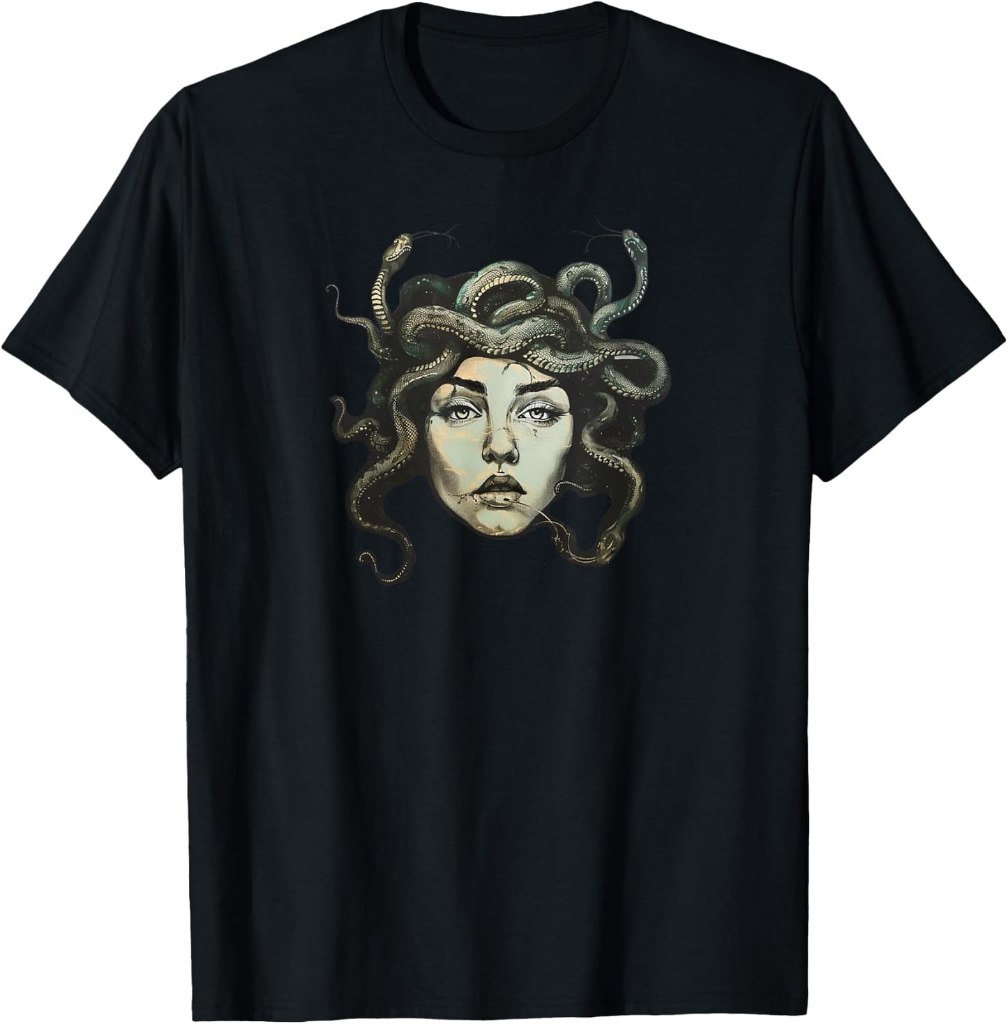 Female Gaze Staring Petrify Medusa T-Shirt - T-Shirt | Black