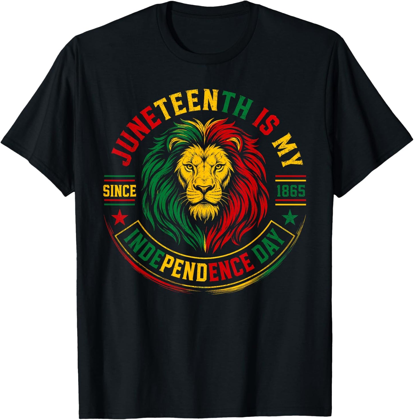 Juneteenth Shirt Lion Juneteenth is My Independence Day T-Shirt - T-Shirt | Black