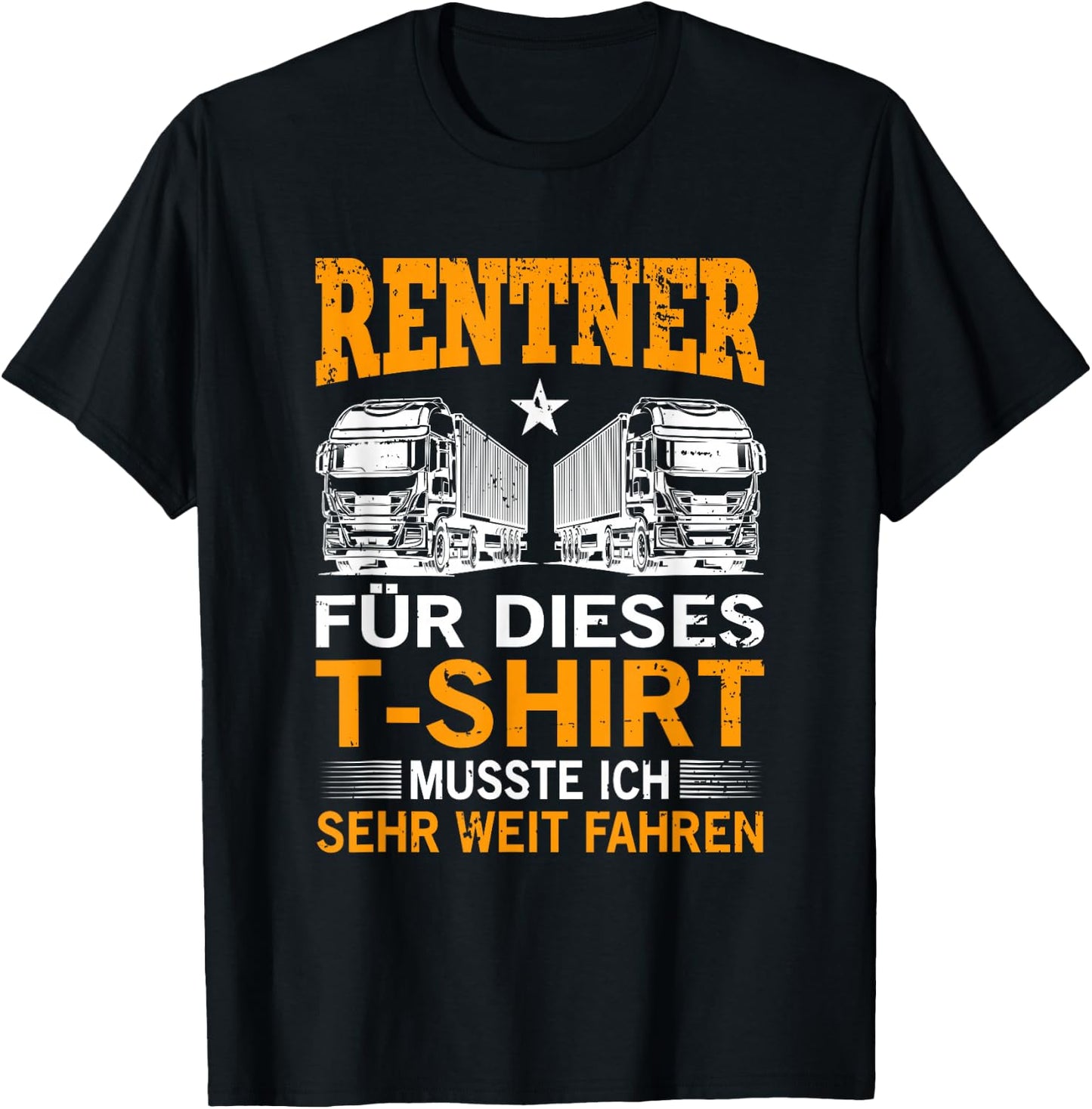 Renteneintritt Rentenalter LKW Fernfahrer Geschenk - LKW Fahrer Rente Pension Trucker Opa LKW - Fahrer Rentner Schwarz Klein Klassisch V-Ausschnitt Kurzarm Polyester 100% Pull-On S T-Shirt - T-Shirt | Black