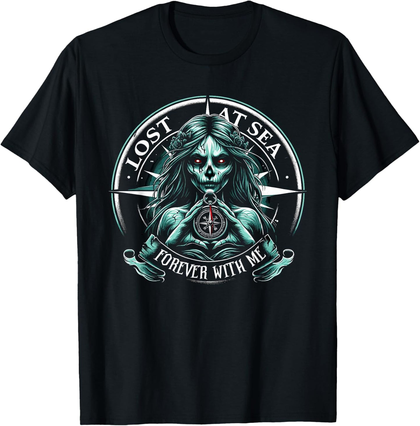 Spooky Sirens Horror Mermaid Creepy Mermaid Haunted Sea T-Shirt - T-Shirt | Black