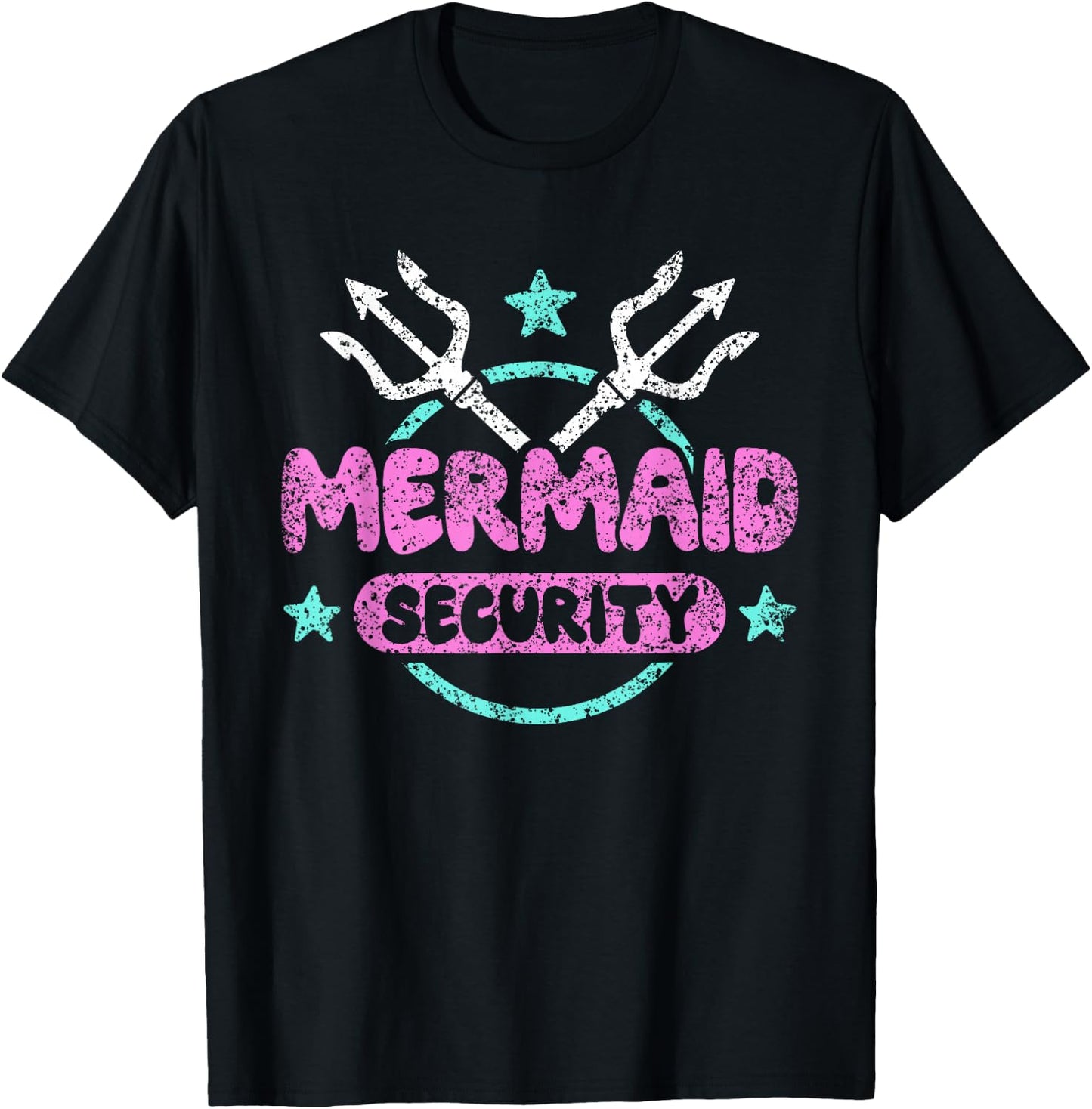 Mermaid Security Celebration Birthday Party Mermaid T-Shirt - T-Shirt | Black