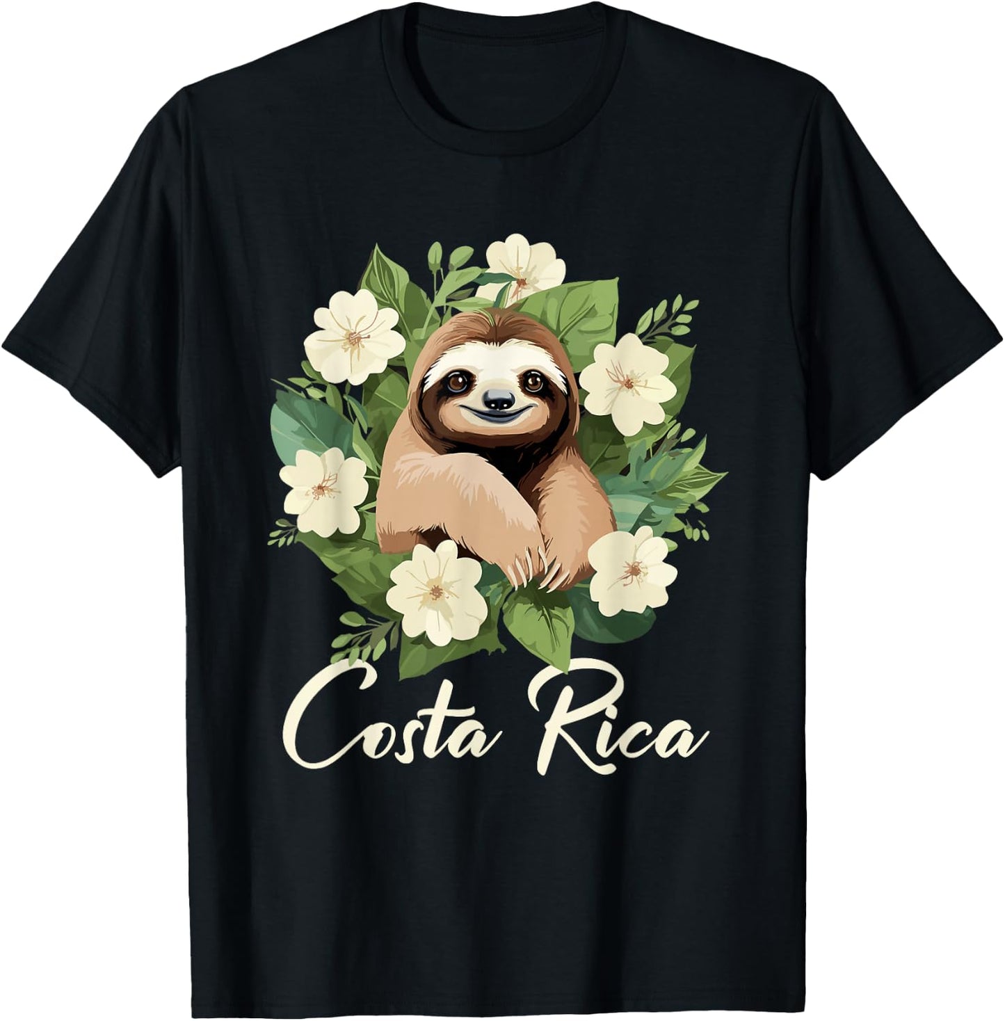 Costa Rica Tropical Sloth T-Shirt - T-Shirt | Black