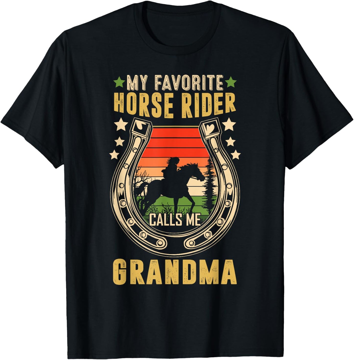 My Favorite Horse Rider Calls Me Grandma Mother's Day T-Shirt - T-Shirt | Black