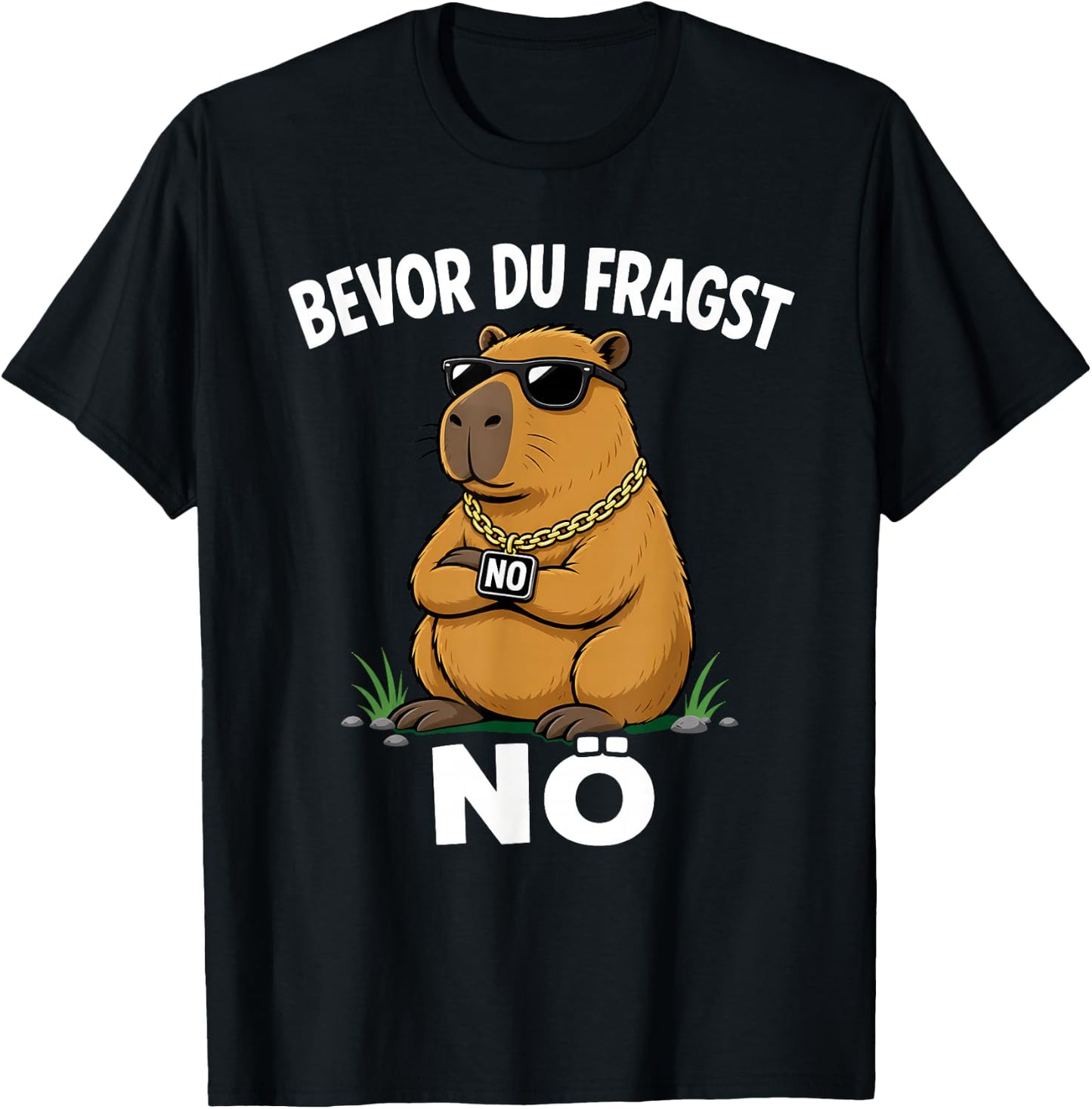 Lustige Capybara Bevor Du Fragst Nein Nö T-Shirt - T-Shirt | Black