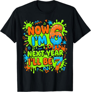 6yr Old Bday Boy Girl Next Year I'll Be 7 Kids 6th Birthday T-Shirt - T-Shirt | Black