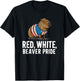 Red White Beaver Pride American Flag Patriotic 4th Of July T-Shirt - T-Shirt | Black