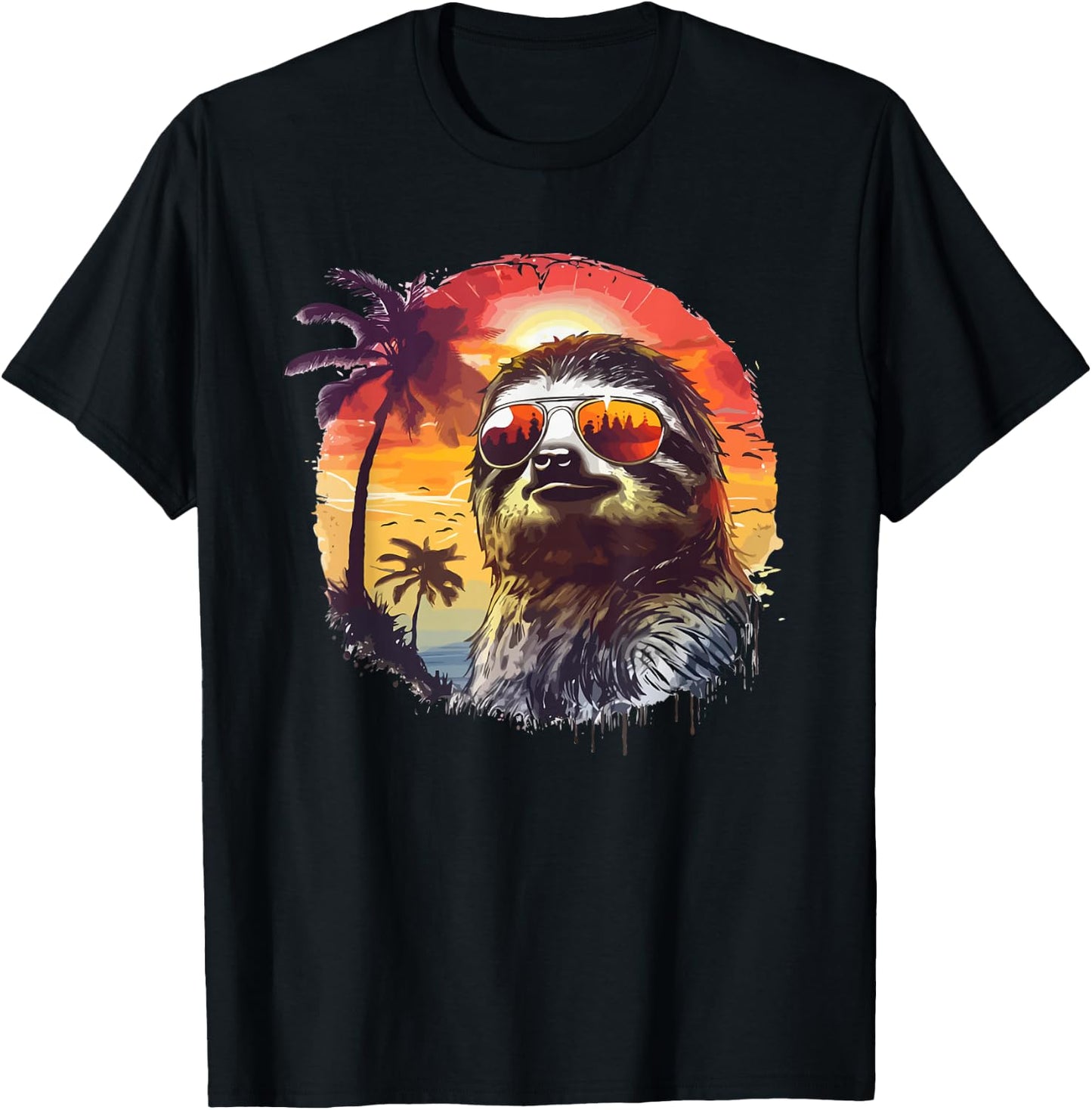 Cool sloth with sunglasses retro sun summer Men Women Girls Kids T-Shirt - T-Shirt | Black