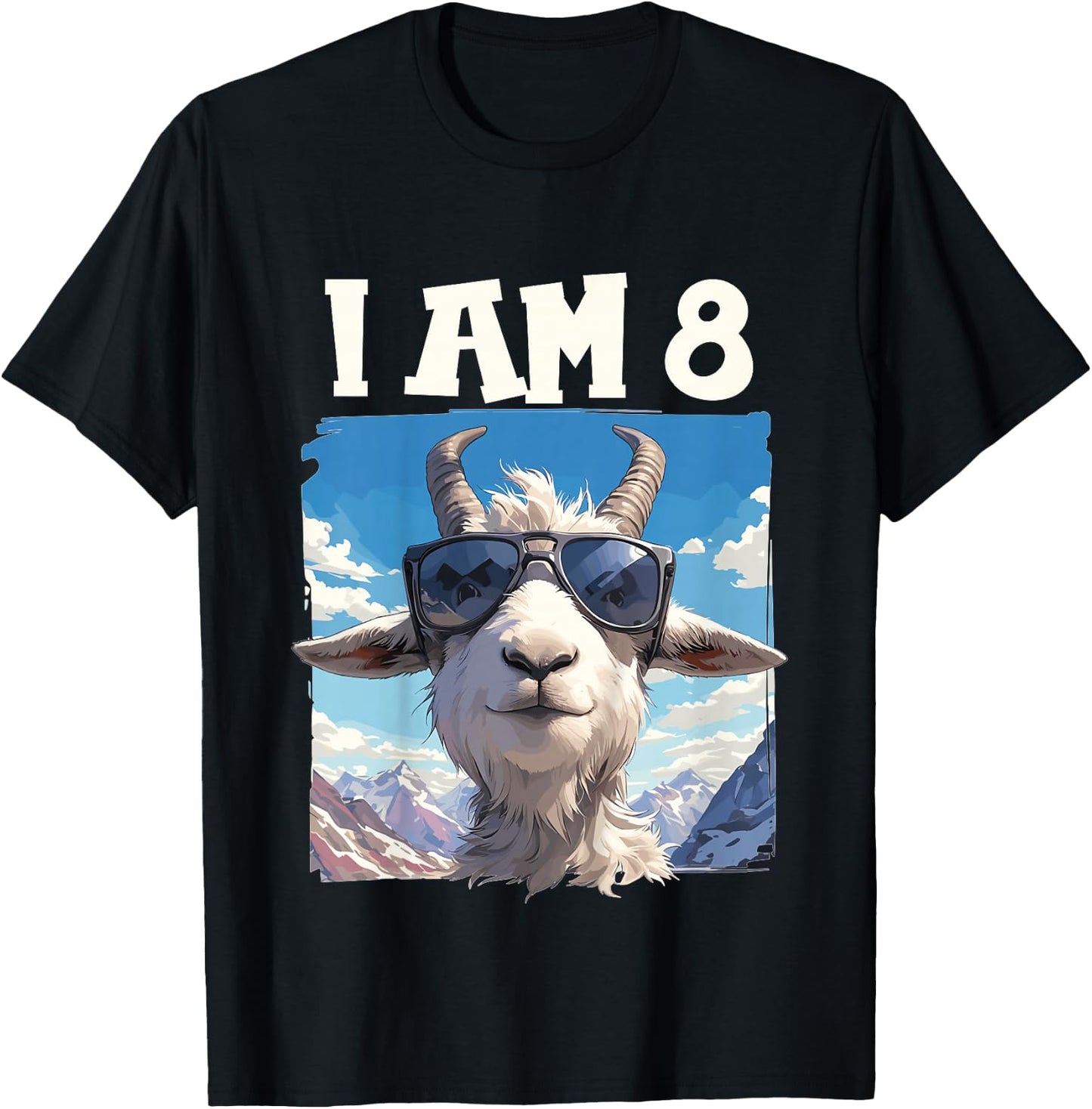 Kids 8 Years old 8 birthday Goats Boy Girl Goat T-Shirt - T-Shirt | Black