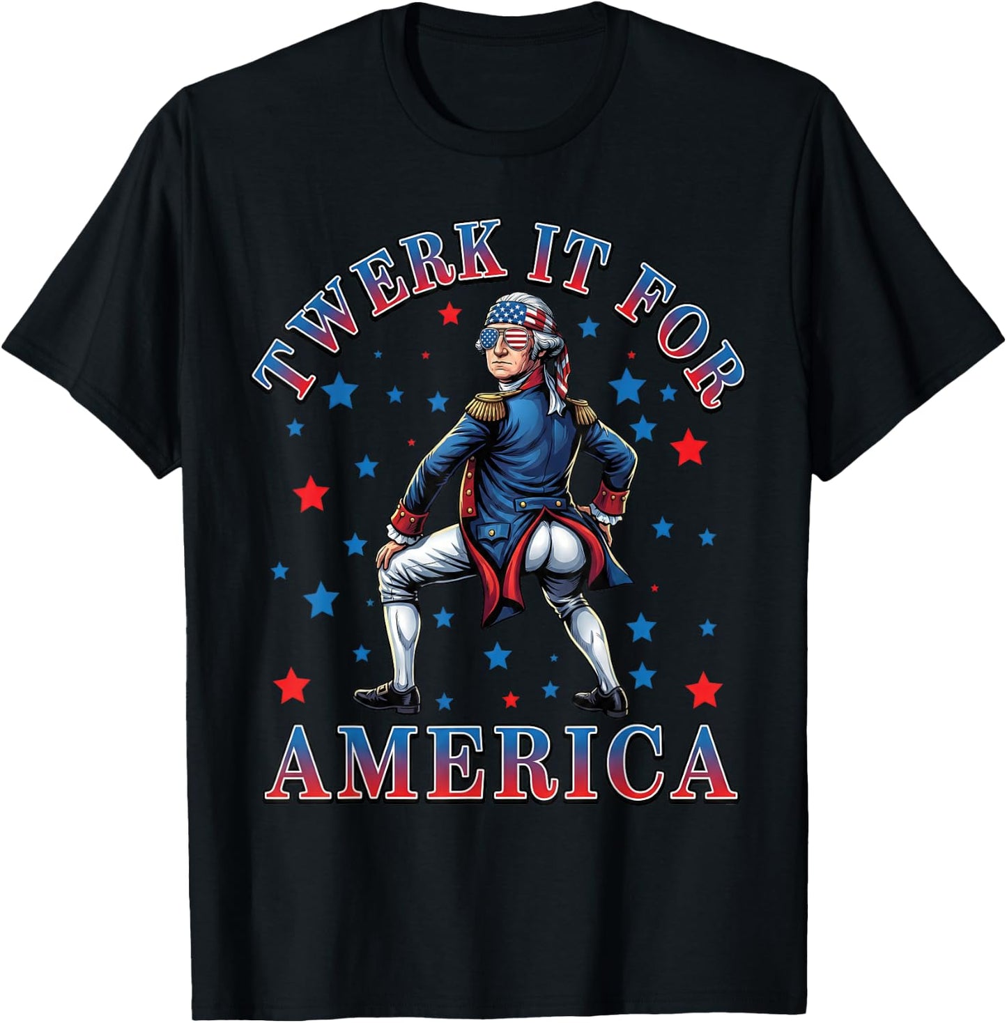 Twerk It for America Funny Patriotic Adult Humor 4th of July T-Shirt - T-Shirt | Black