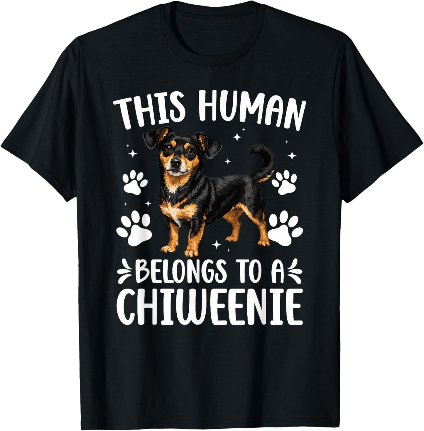 This Human Belongs to A Chiweenie Owner Chiweenie Lover T-Shirt - T-Shirt | Black