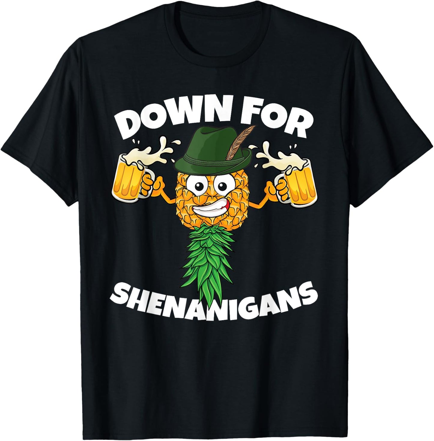 Down For Shenanigans Upside Down Pineapple Swinger Beer Men T-Shirt - T-Shirt | Black
