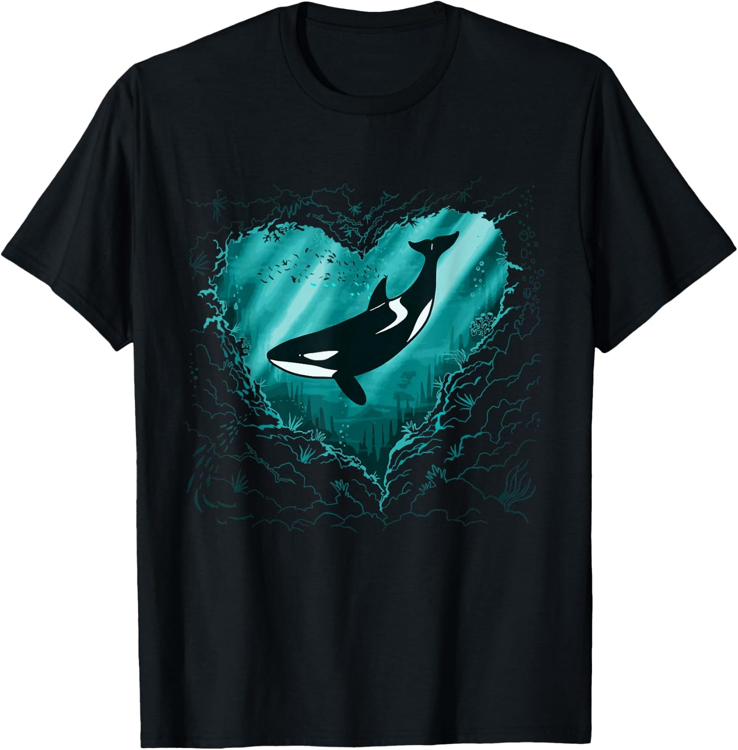Whale Orca Heart Killer Whale orca whale T-Shirt - T-Shirt | Black