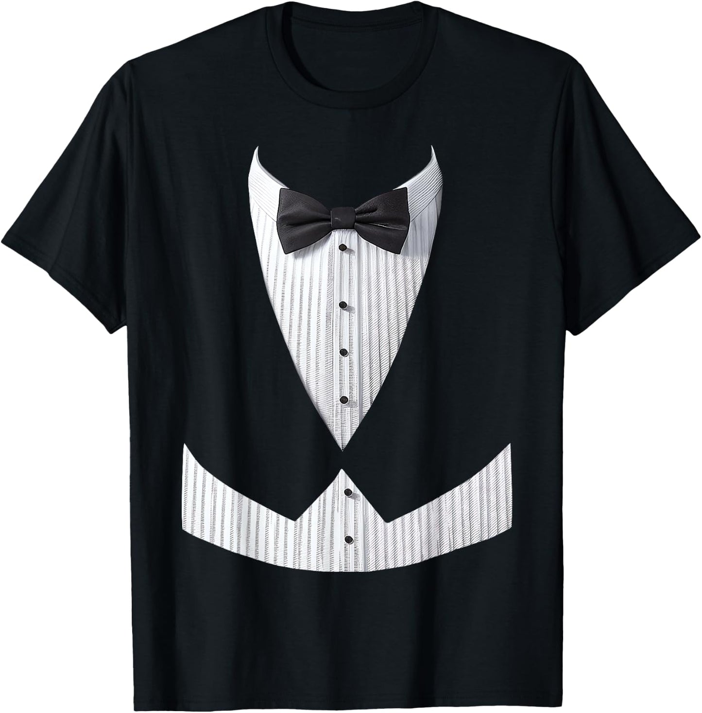 Suit Print Tailcoat Tuxedo Bow Tie Vest Suit Costume , black T-Shirt - T-Shirt | Black