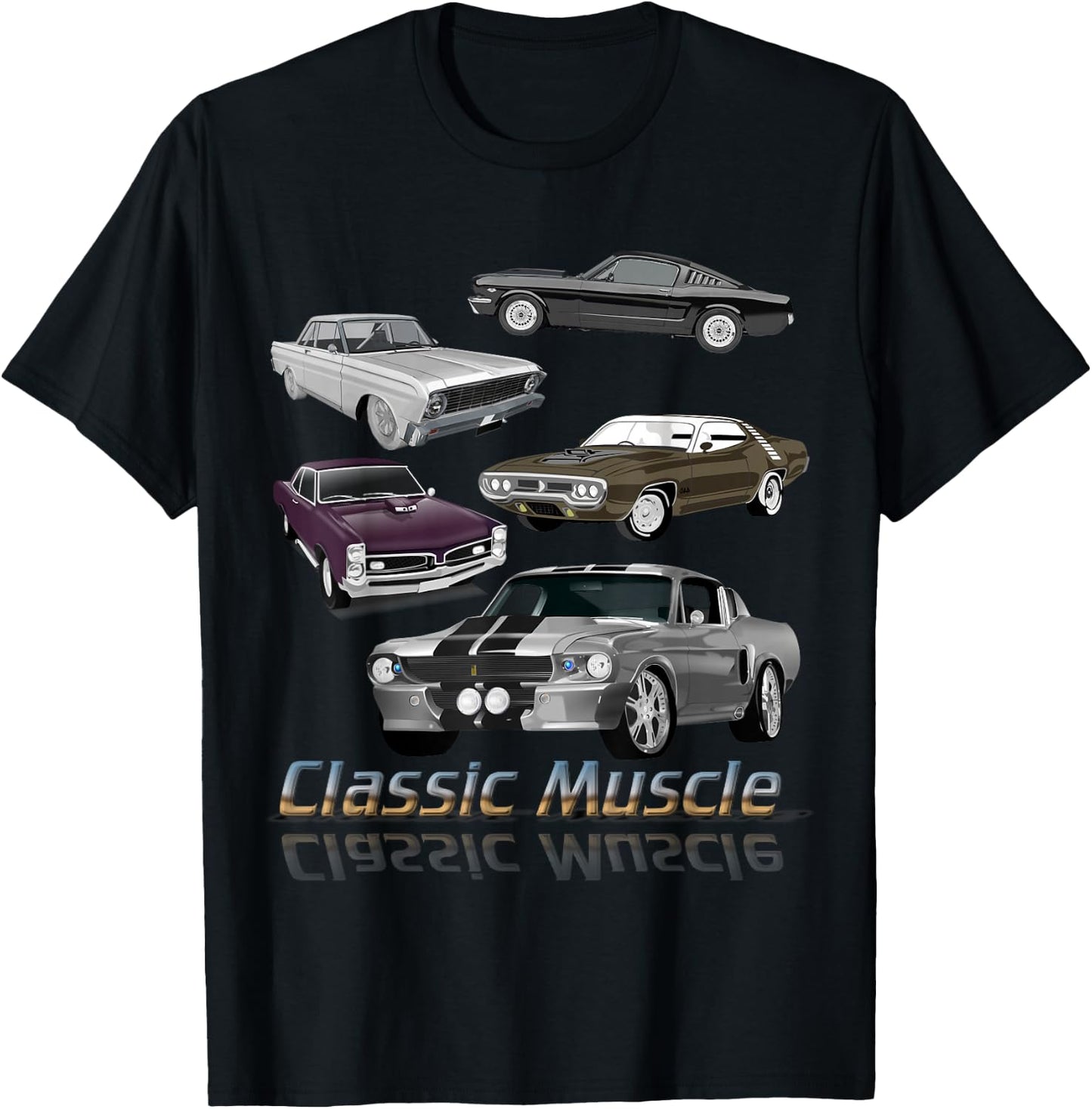 Classic American Muscle Cars Vintage Gift T-Shirt - T-Shirt | Black