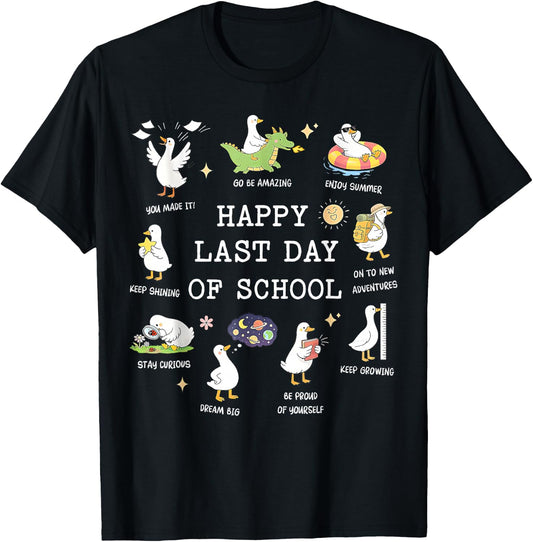 Happy Last Day of School Goose T-Shirt - T-Shirt | Black