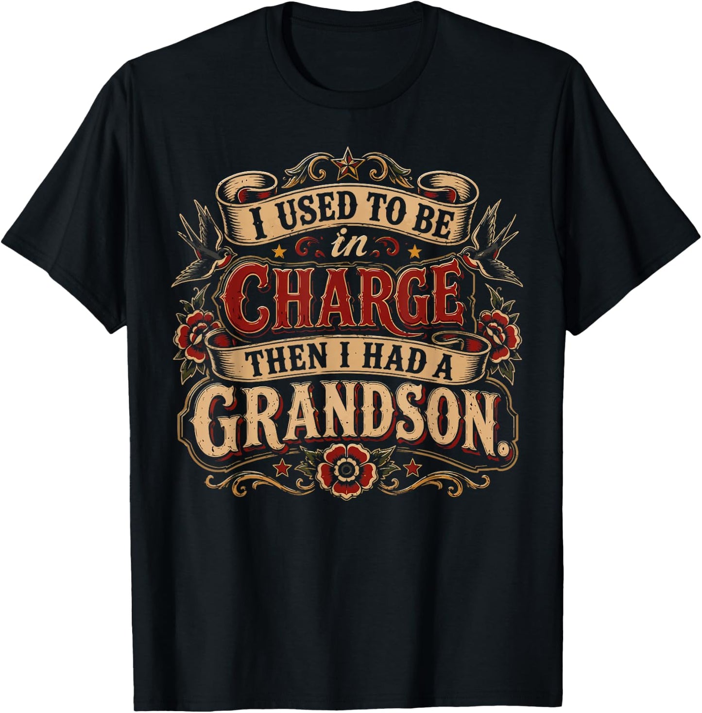 I Used to Be in Charge Then I Had A Grandson T-Shirt - T-Shirt | Black