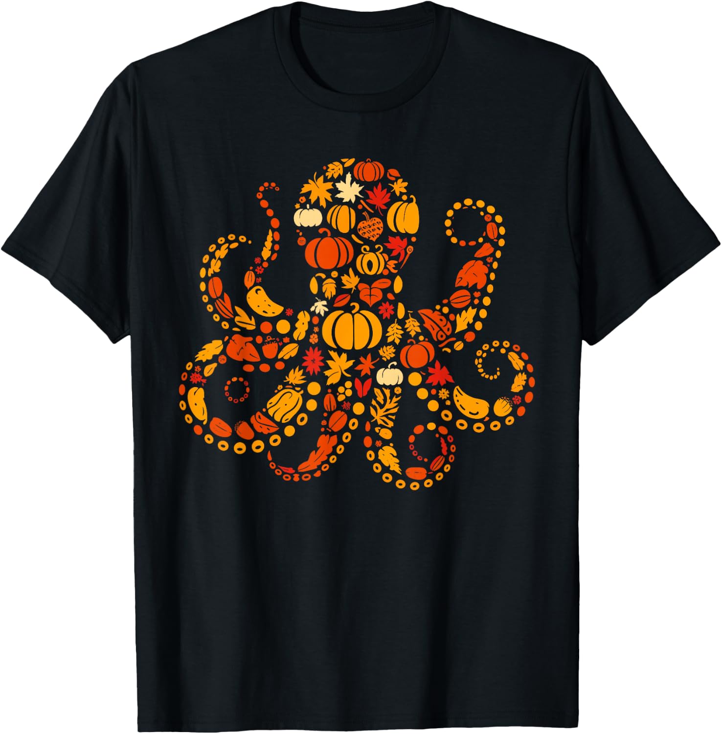 Autumn Pumpkin Fall Octopus Thanksgiving Kids T-Shirt - T-Shirt | Black