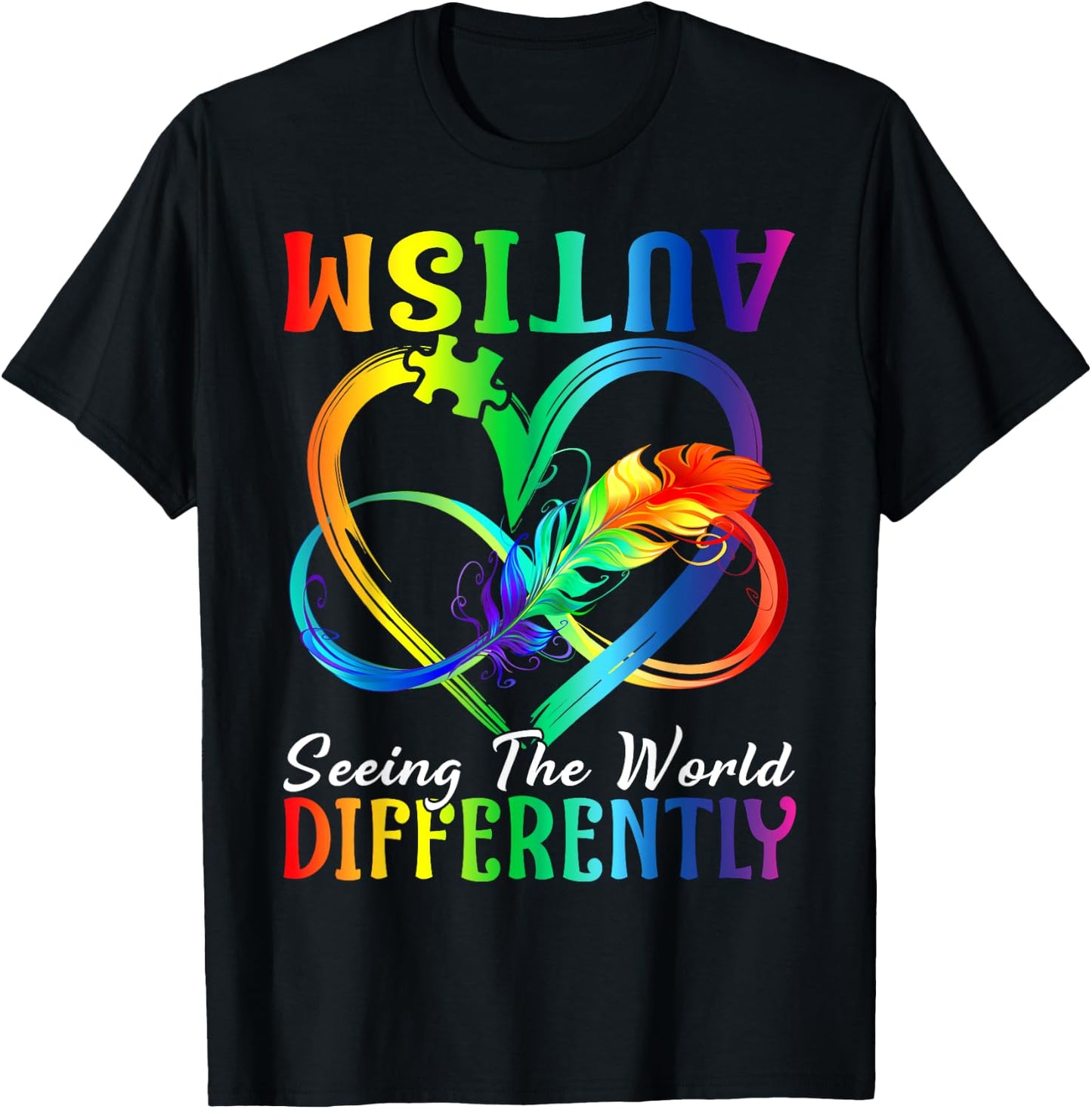 Seeing the World differently Autism Awareness Infinity T-Shirt - T-Shirt | Black