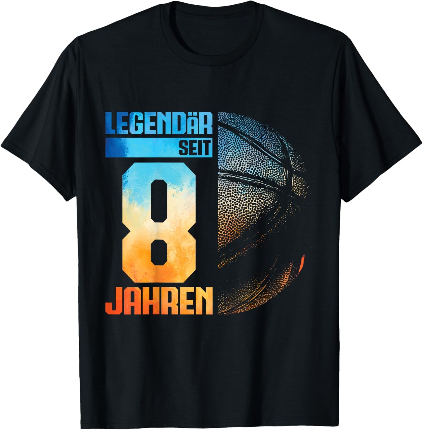 Kids 8th Birthday Retro Basketball Player 8 Years Boy Kids , black T-Shirt - T-Shirt | Black