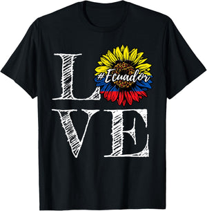Sunflower Ecuador Love Ecuadorian Flag T-Shirt - T-Shirt | Black