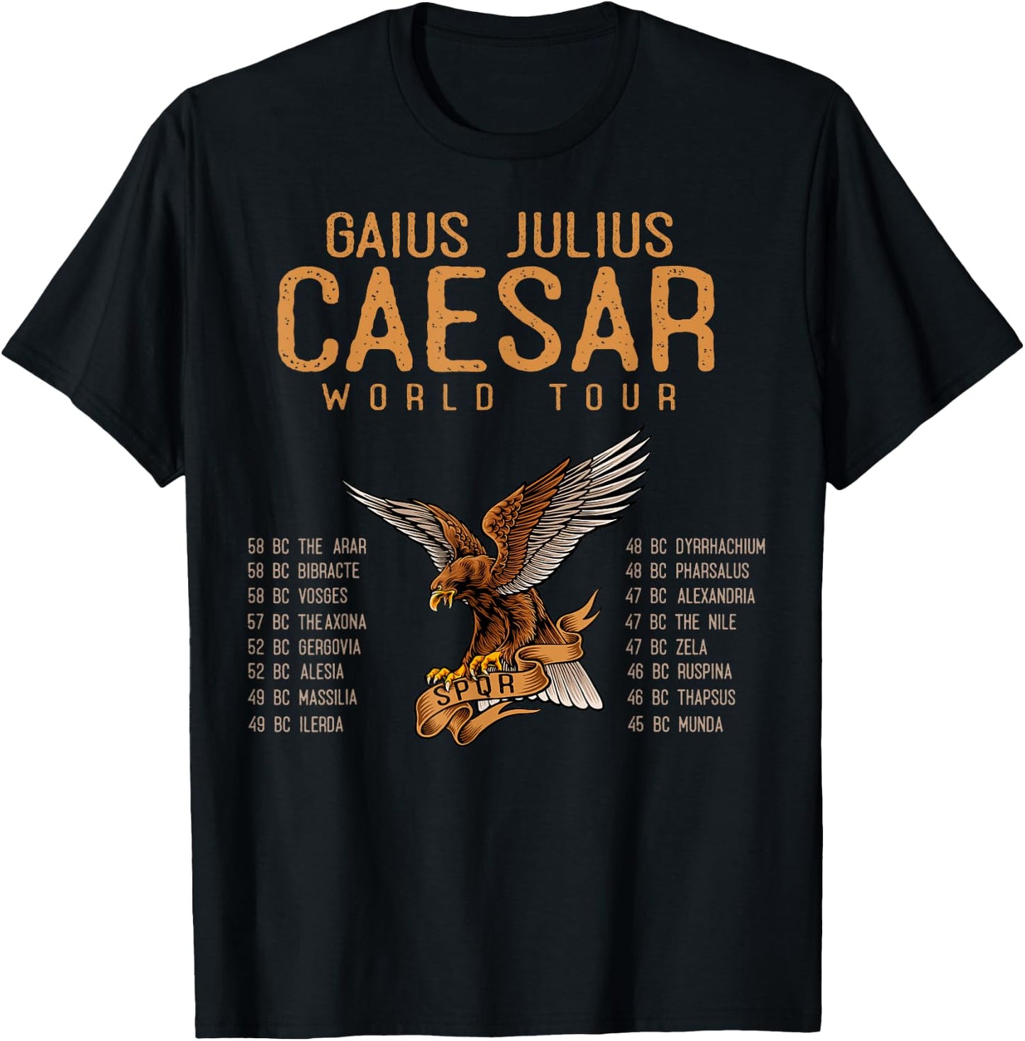 SPQR, Ancient Rome Julius Caesar World Tour, Roman History T-Shirt - T-Shirt | Black