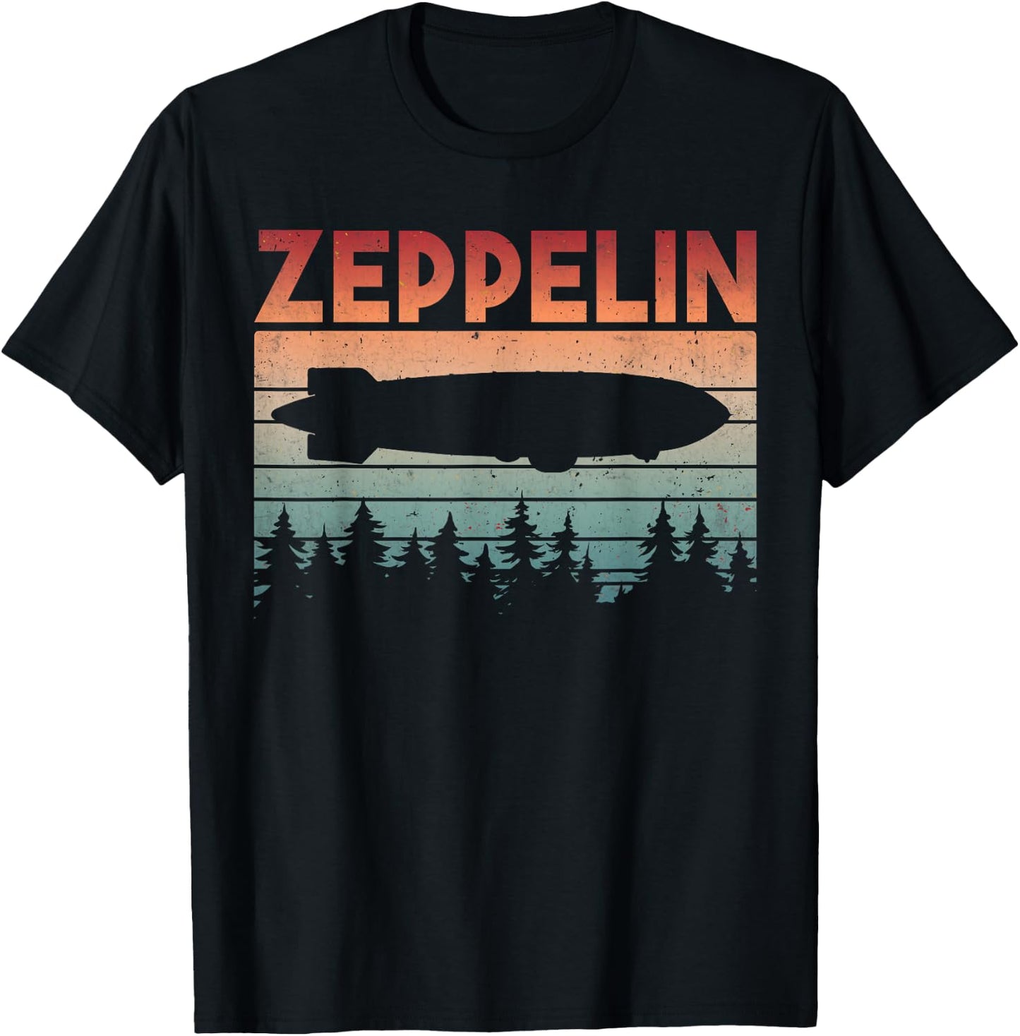 Zeppelin Dirigible Vintage Zepelin Airship Retro Men Women T-Shirt - T-Shirt | Black