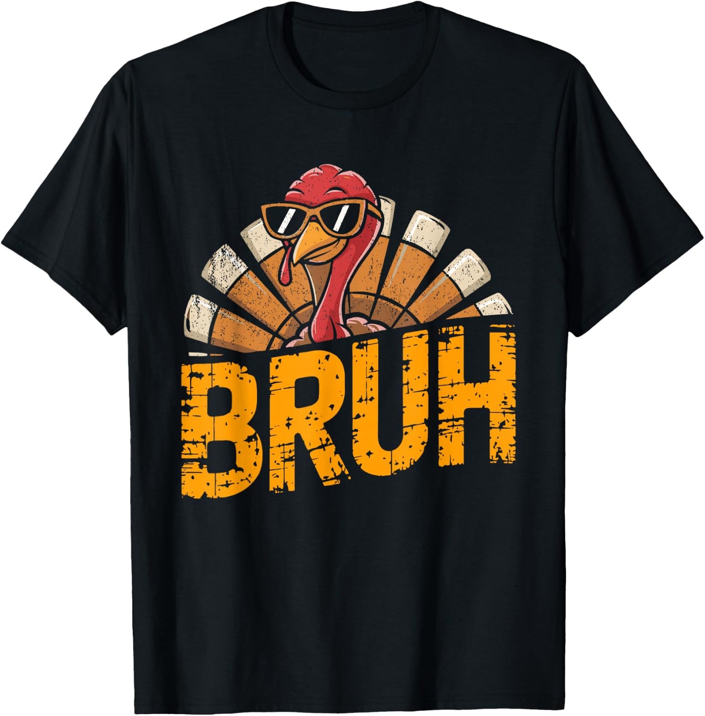 Bruh Funny Thanksgiving Cool Turkey For Boys T-Shirt - T-Shirt | Black