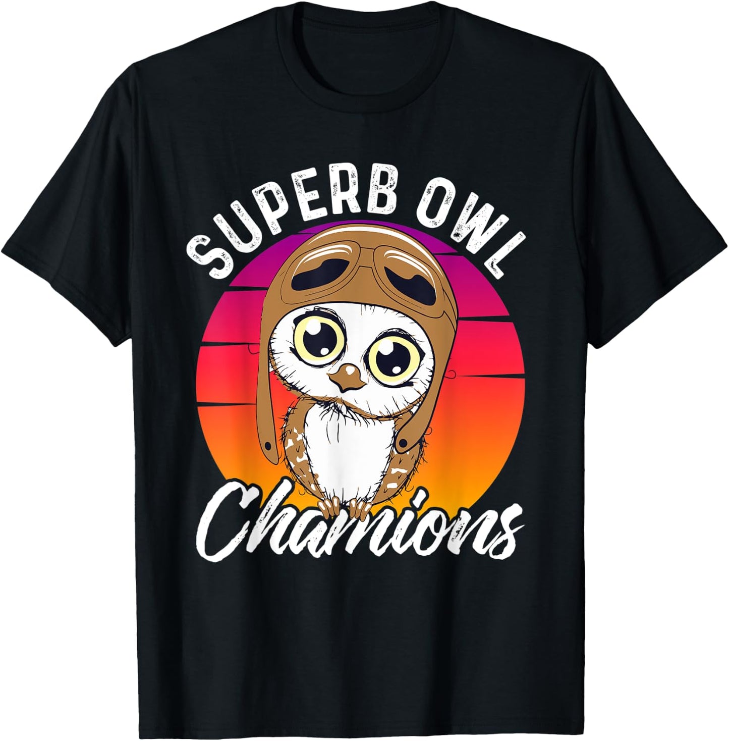 Superb Owl Champions | Sarcastic Owl Game Day Football Pun T-Shirt - T-Shirt | Black