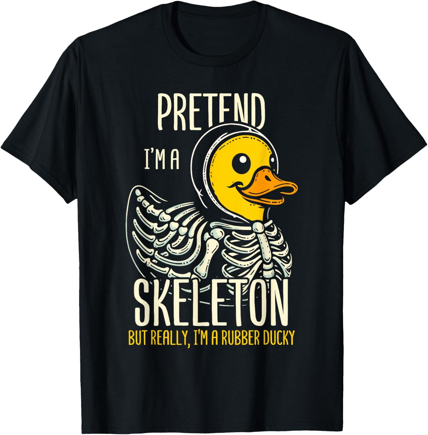 Skeleton Rubber Duck Spooky Duckling T-Shirt - T-Shirt | Black