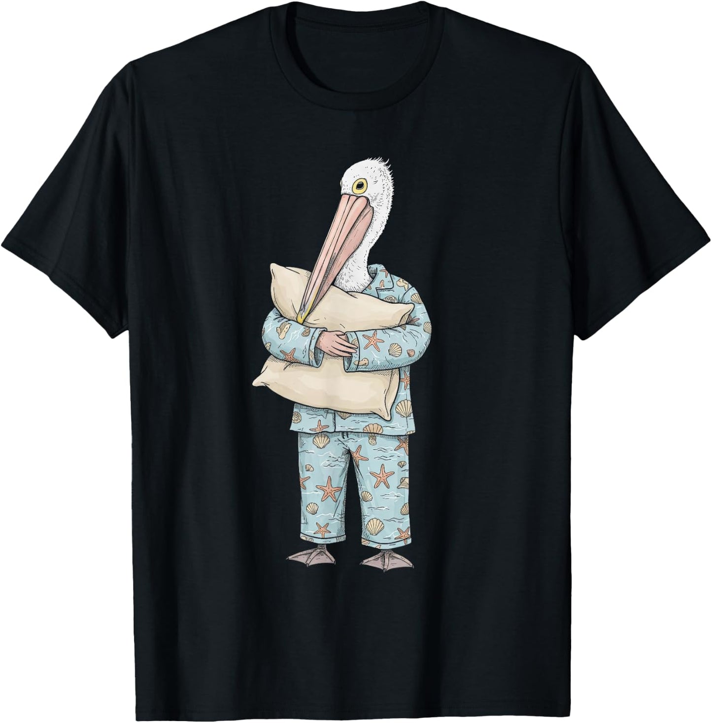 Funny Sleepy Pelican Pajama Women Men Kids Boys And Girls T-Shirt - T-Shirt | Black