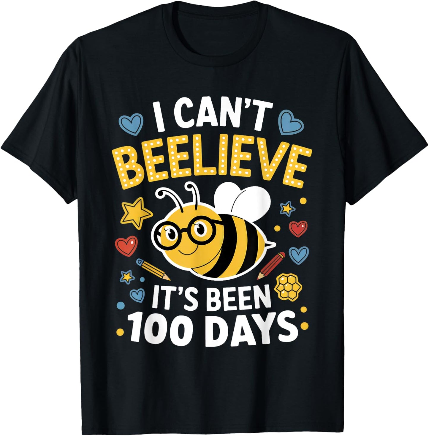 I Can't Believe It's Been 100 Days of School Bee Teacher Kid T-Shirt - T-Shirt | Black