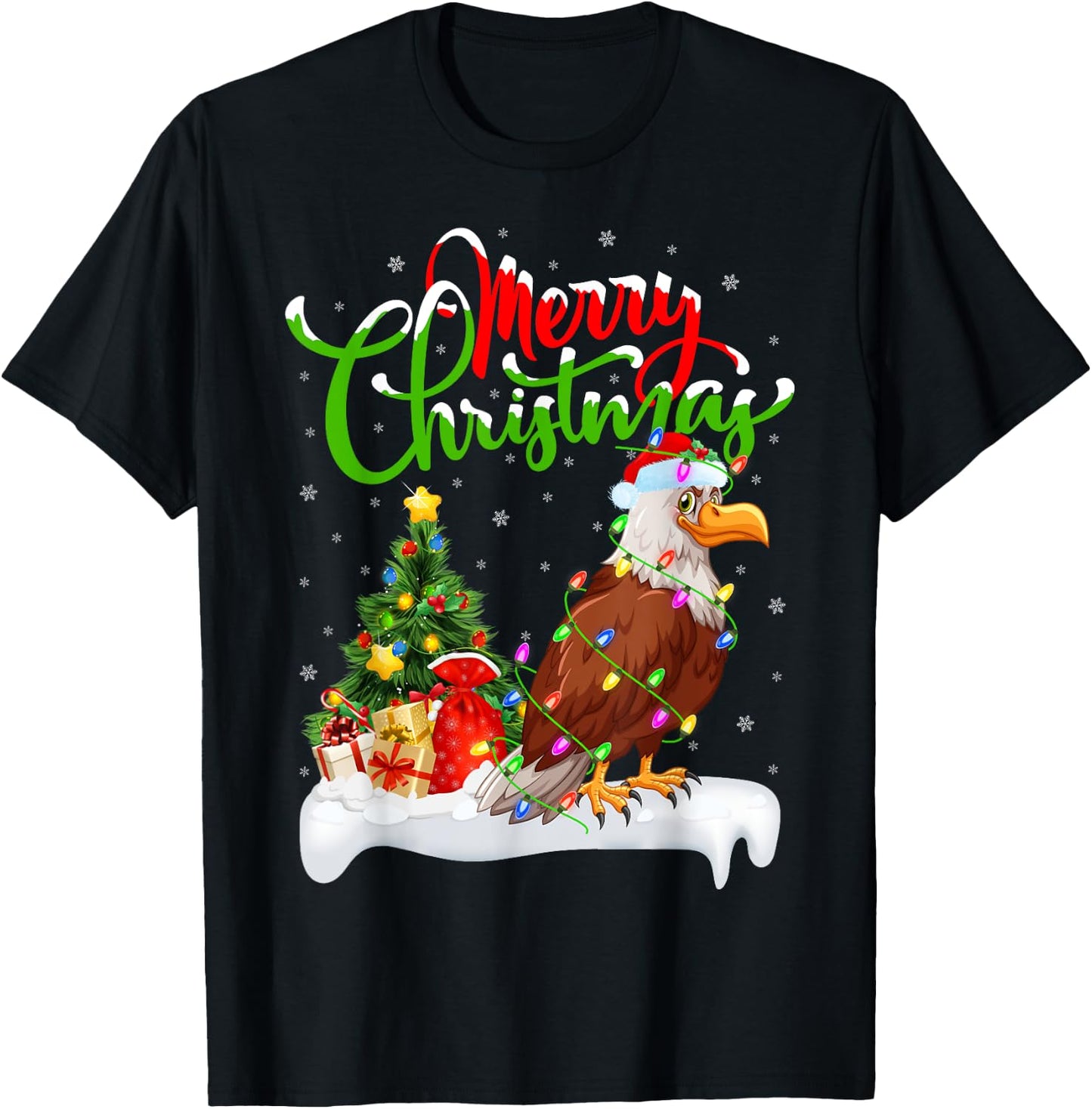 Bald Eagle Bird Lover Xmas Lighting Bald Eagle Christmas T-Shirt - T-Shirt | Black