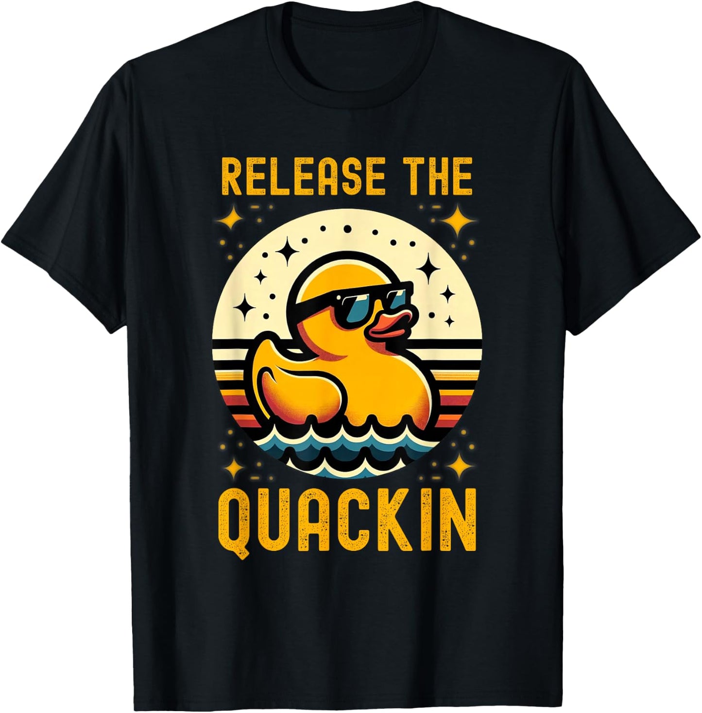 Release The Quackin Funny Duck Lover Rubber Retro Cute Ducky T-Shirt - T-Shirt | Black