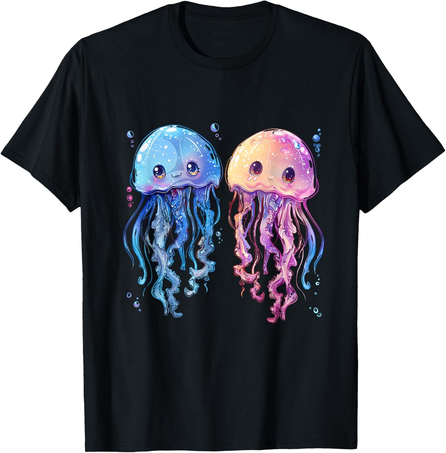 Jellyfish Marine Mammal Sea Ocean Animal Artwork Motif T-Shirt - T-Shirt | Black