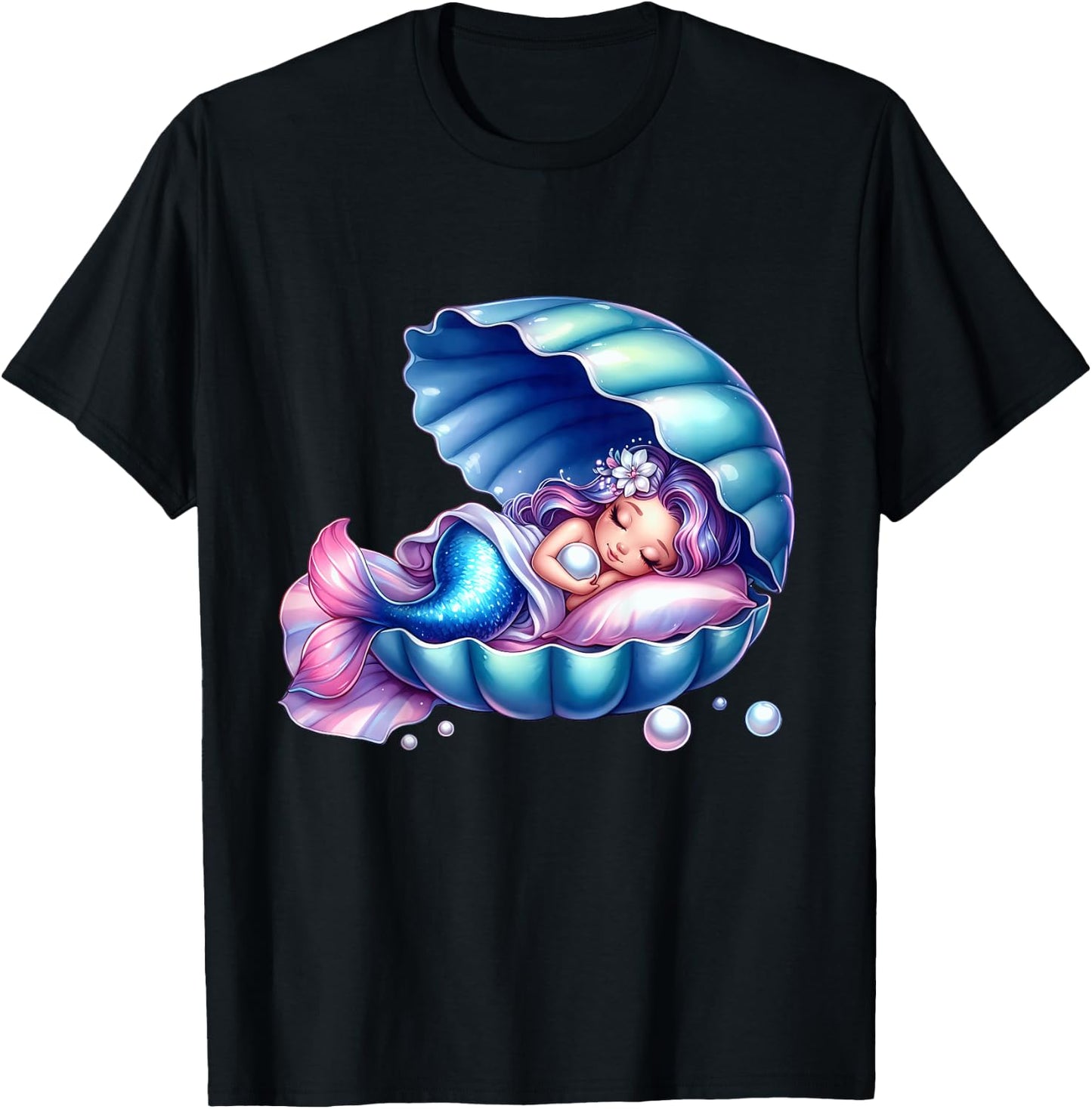 Children's Mermaid Shirt for Girls Birthday for Kids , White T-Shirt - T-Shirt | Black